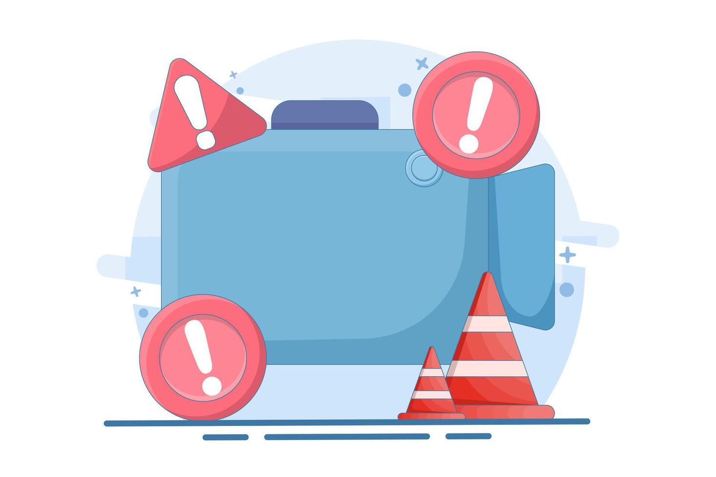 warning concept. danger risk and problem. notification, error, mistake, warning. exclamation mark. illustration of recorder symbol with warning sign. flat illustration. vector