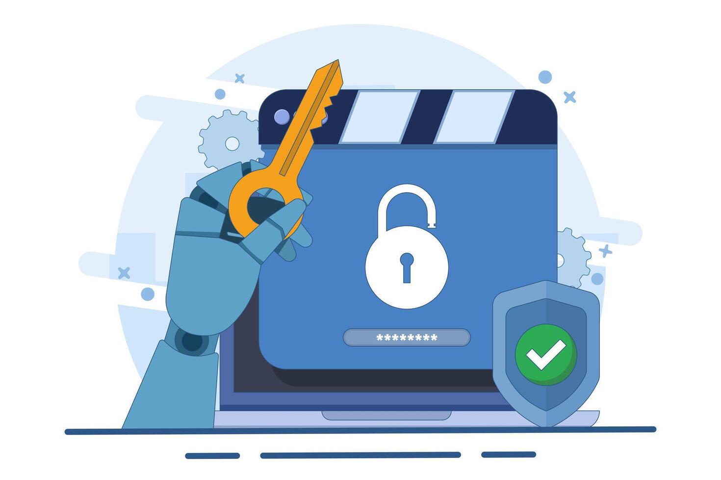 secure login and registration concept, Password protection. Internet security, or information privacy, Personal data security, Cyber data security, Flat illustration on background. vector