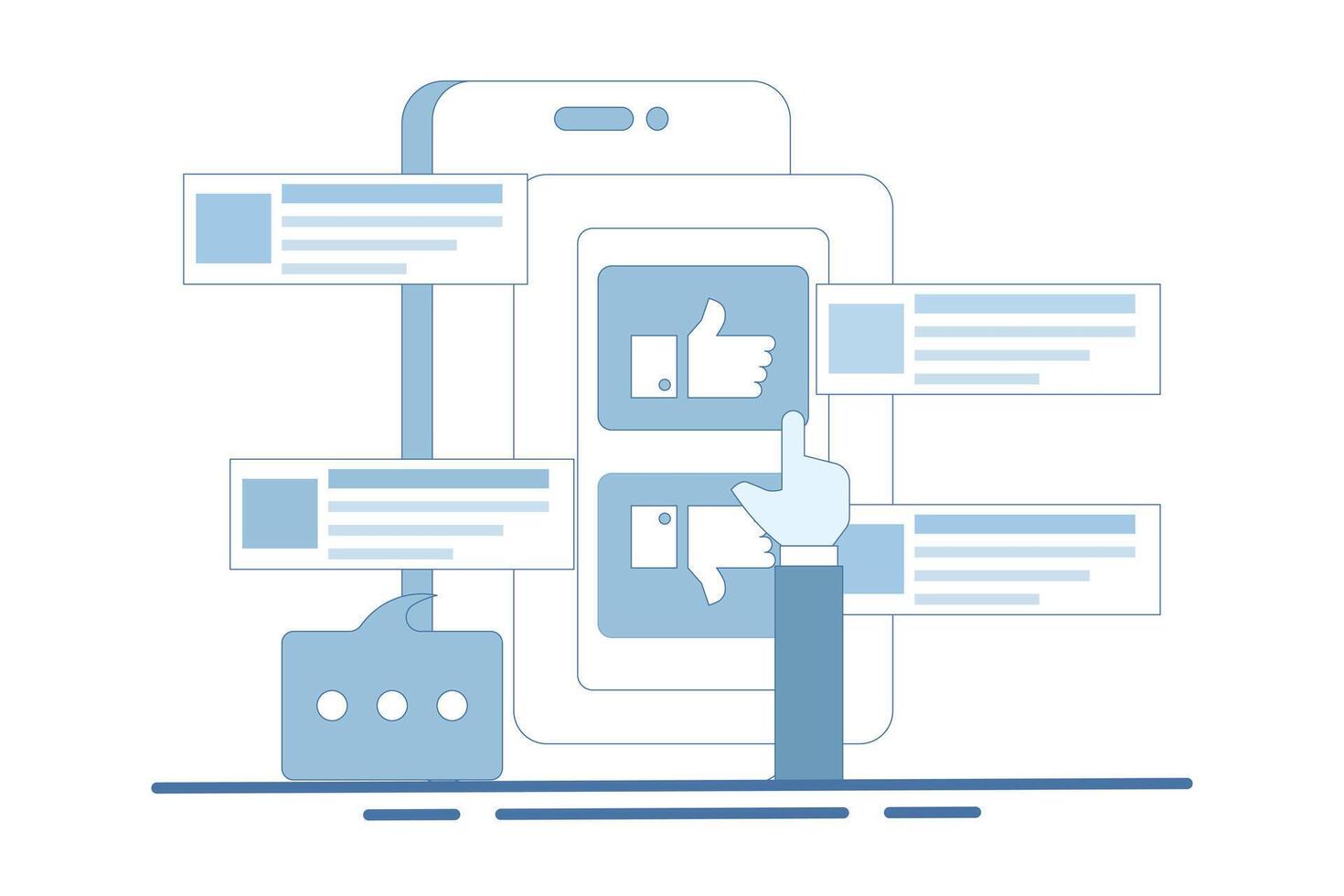 Feedback and survey concepts. User Experience, Giving positive feedback, choosing an emoji to indicate satisfaction rating, and filling out a survey form. vector