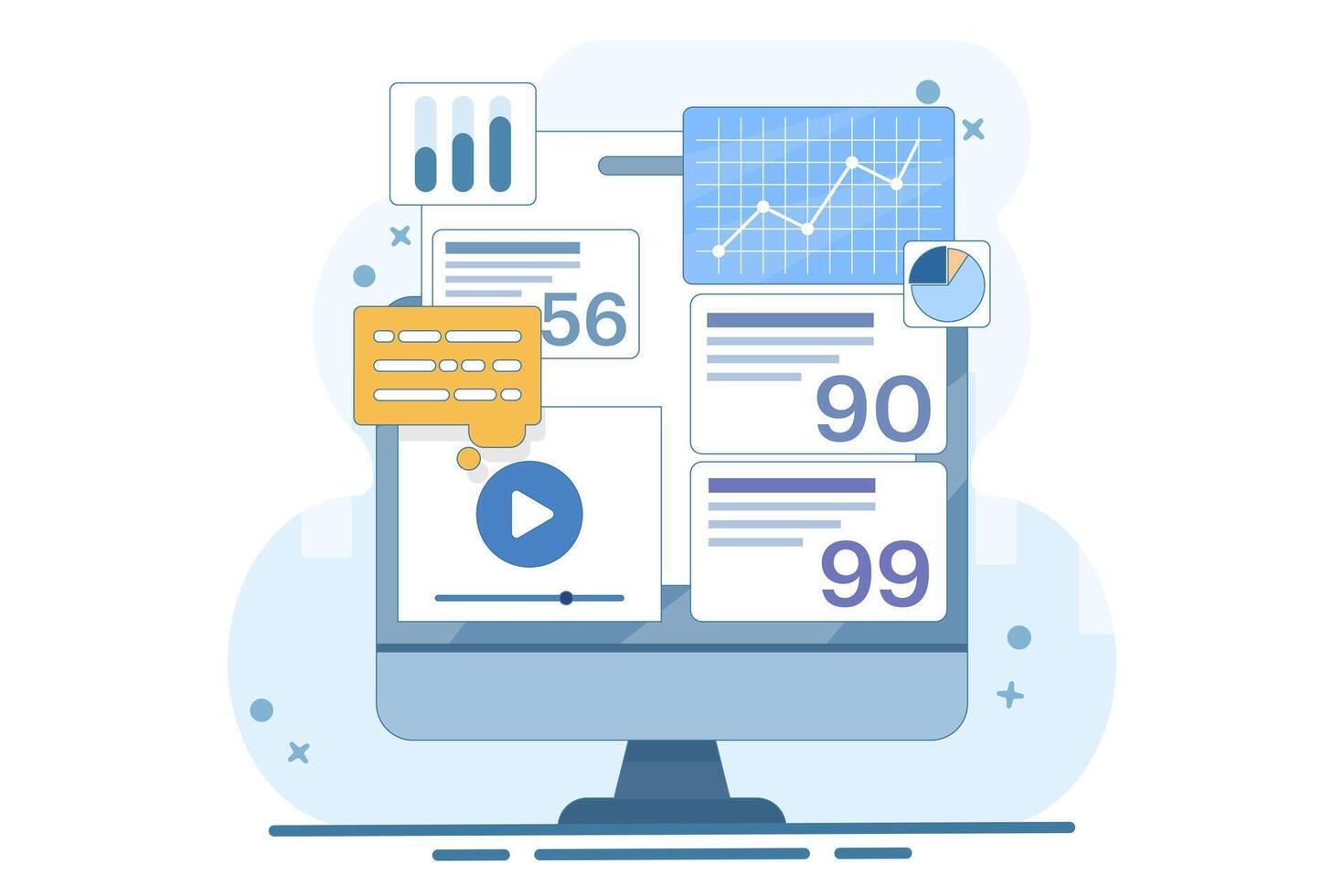 Business development concepts. SEO. Business analysis, market research, product testing, data analysis. Marketing. Modern ways to advertise and find customers. vector