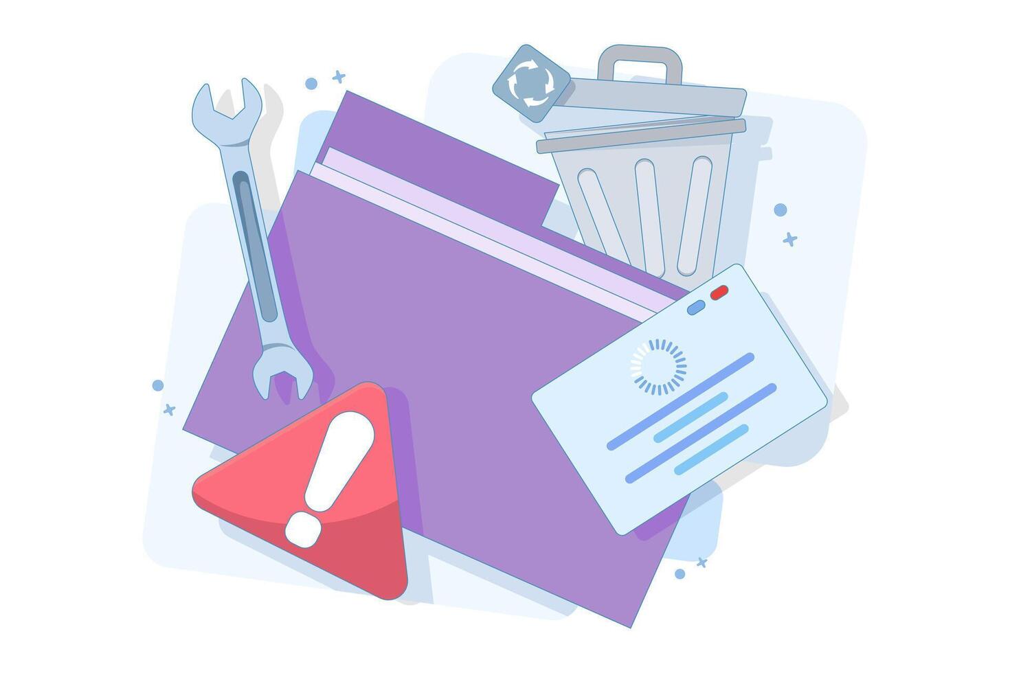 Data Recovery Concept, HDD repair icon. Recovery process. data storage backup, hardware disk repair service. system recovery process. data recovery information on database. Flat illustration. vector