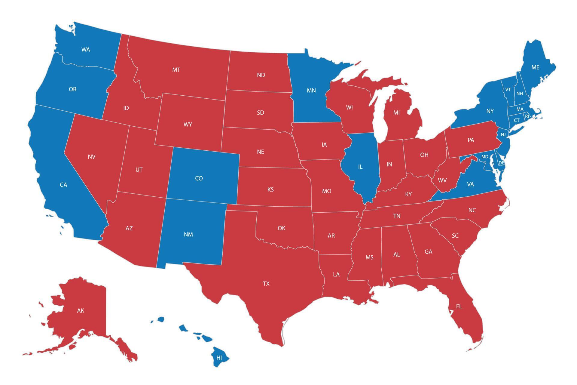 2024 U.S. Presidential Election Map by State Voting Color 52296415
