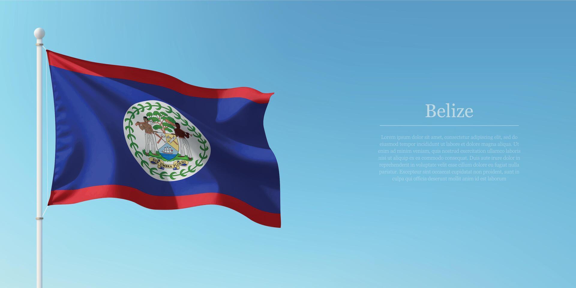 Waving Flag of Belize Against Clear Blue Sky Copyspace vector