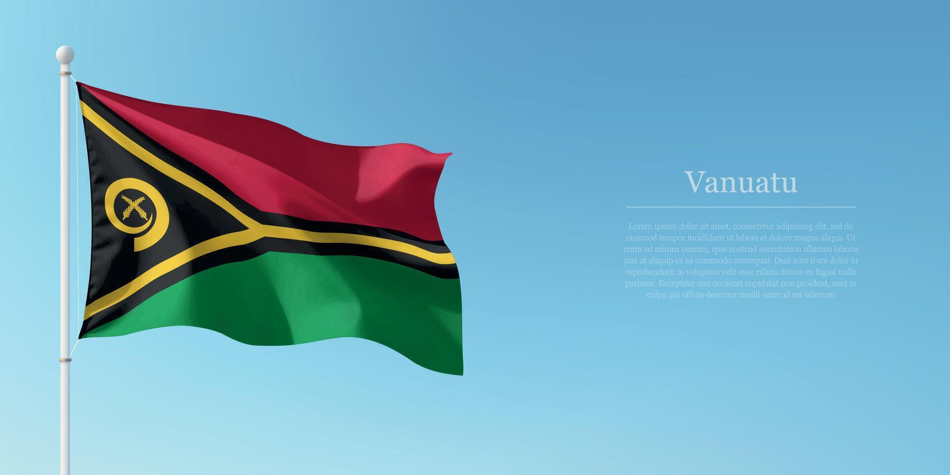Waving Flag of Vanuatu Against Clear Blue Sky Copyspace vector