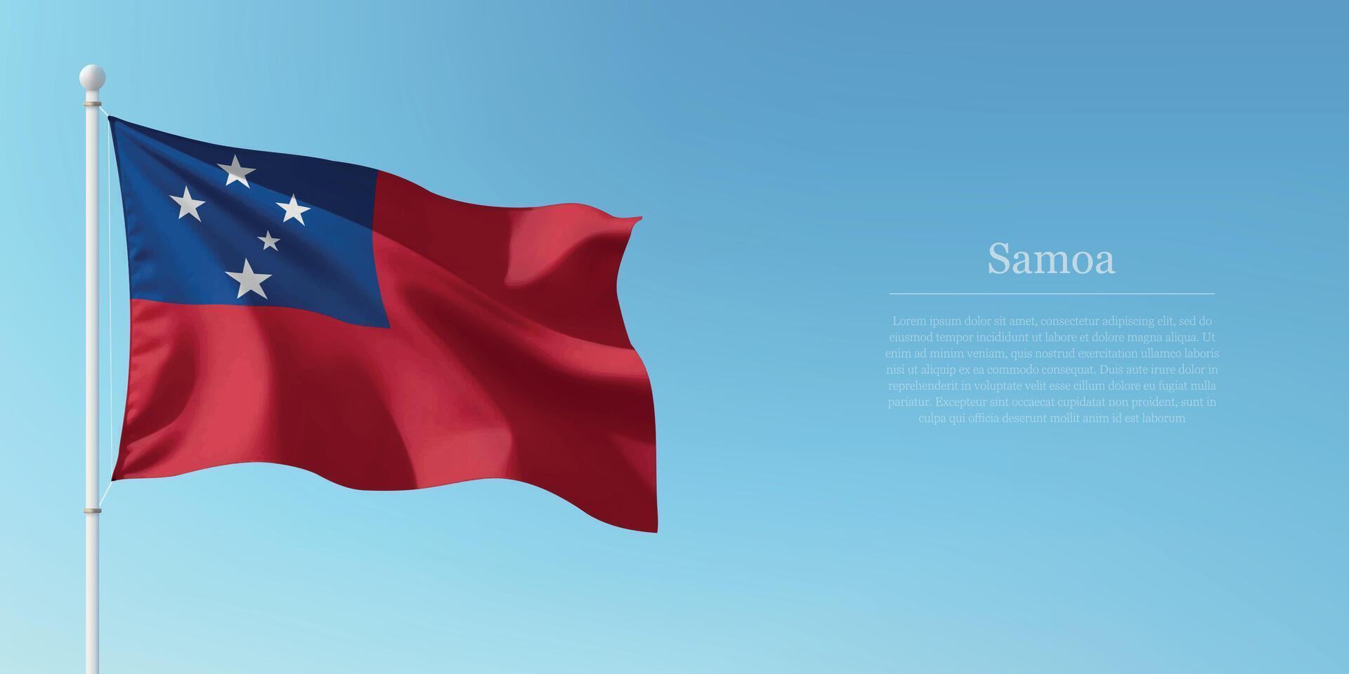 Waving Flag of Samoa Against Clear Blue Sky Copyspace vector