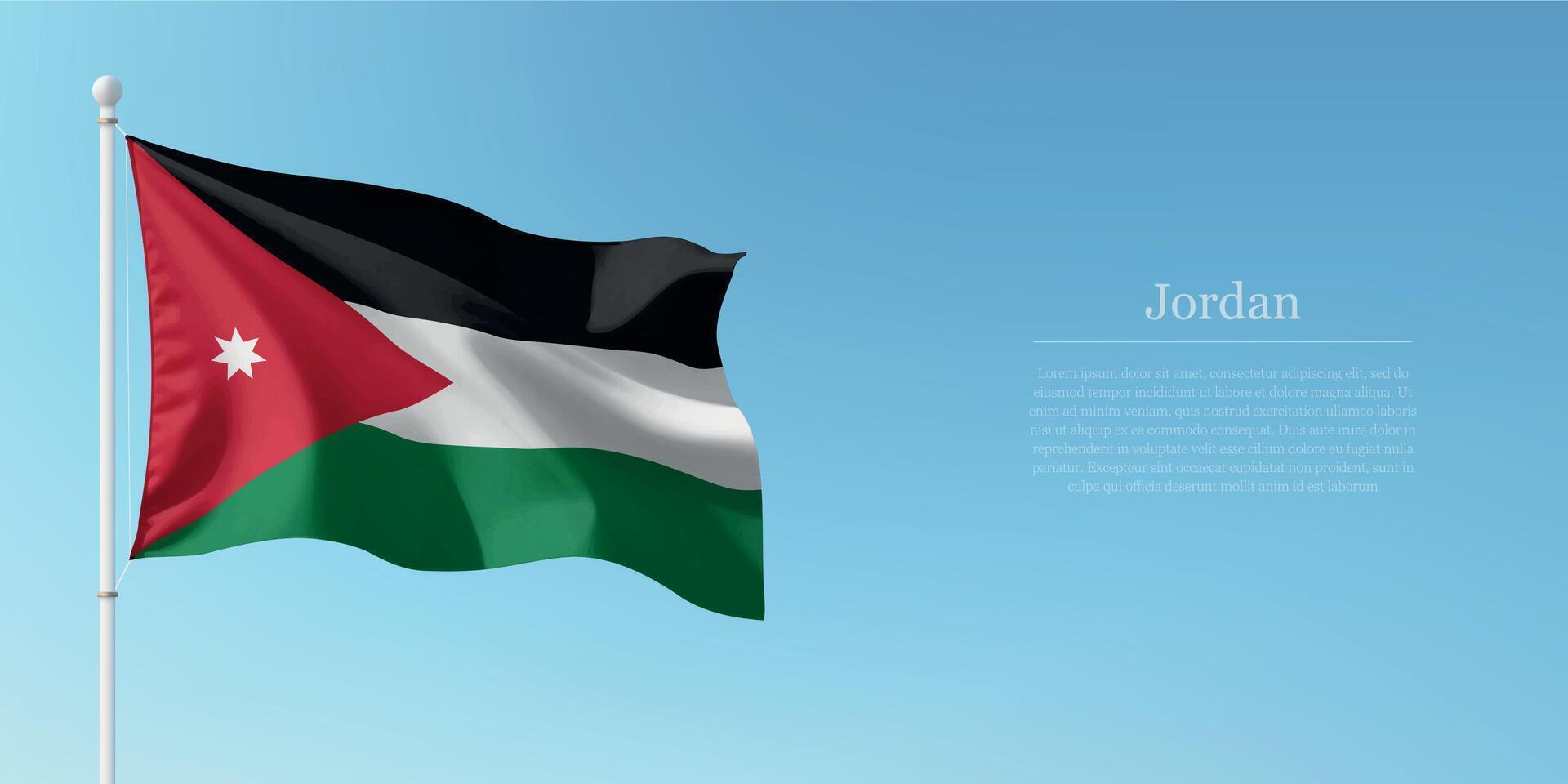 Waving Flag of Jordan Against Clear Blue Sky Copyspace vector