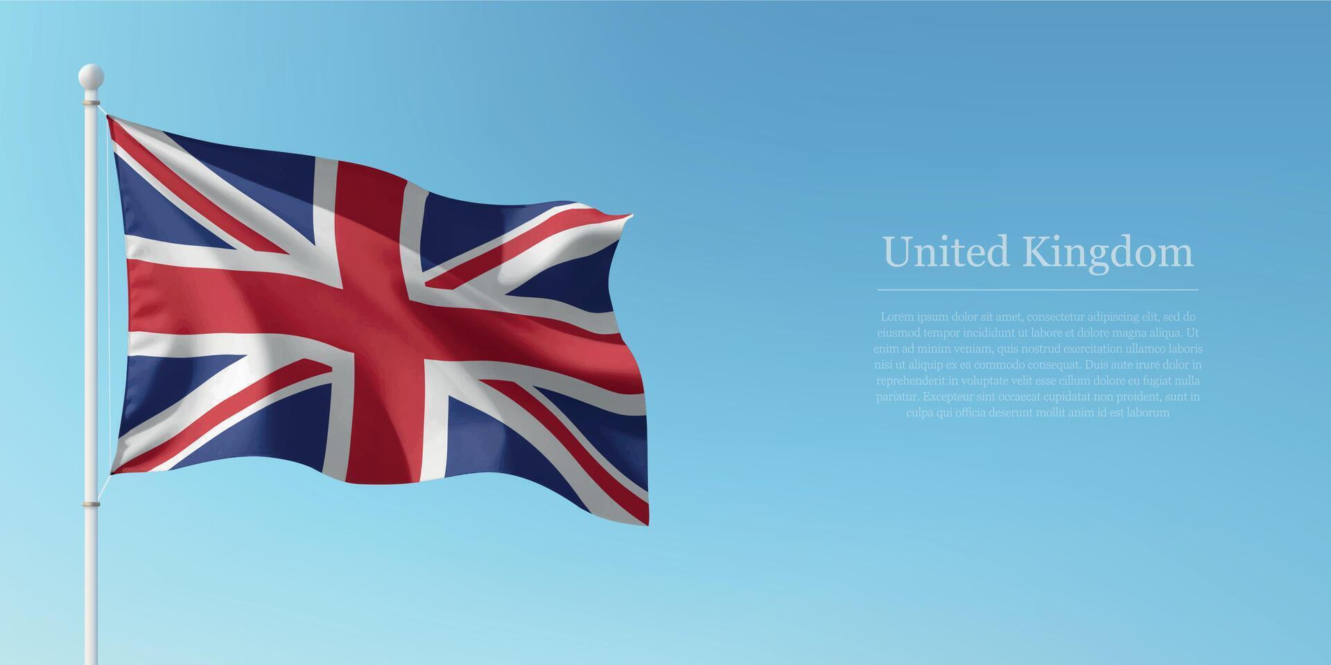 Waving Flag of Against Clear Blue Sky Copyspace vector