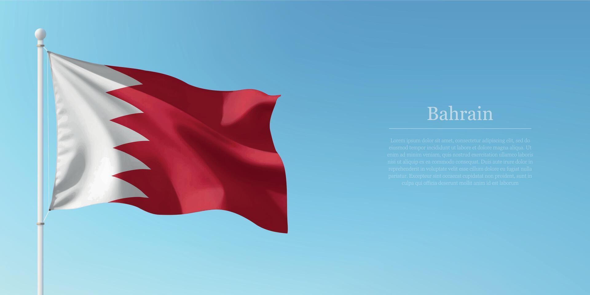 Waving Flag of Bahrain Against Clear Blue Sky Copyspace vector