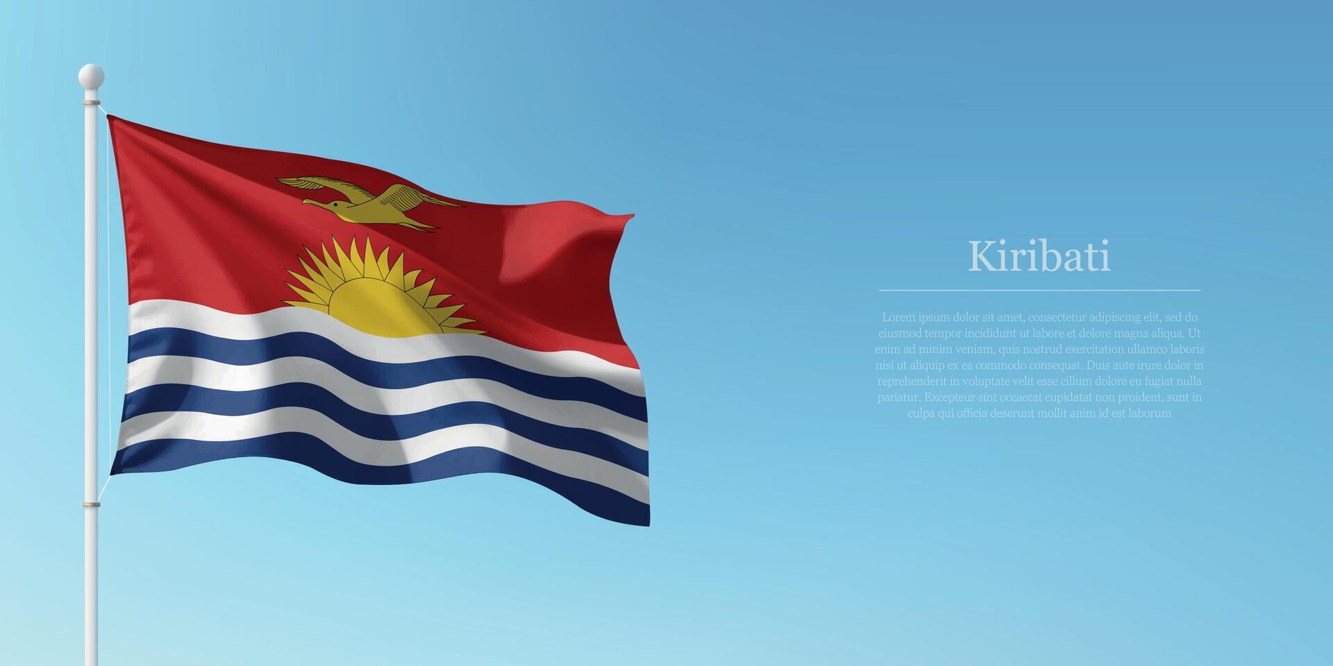 Waving Flag of Kiribati Against Clear Blue Sky Copyspace vector