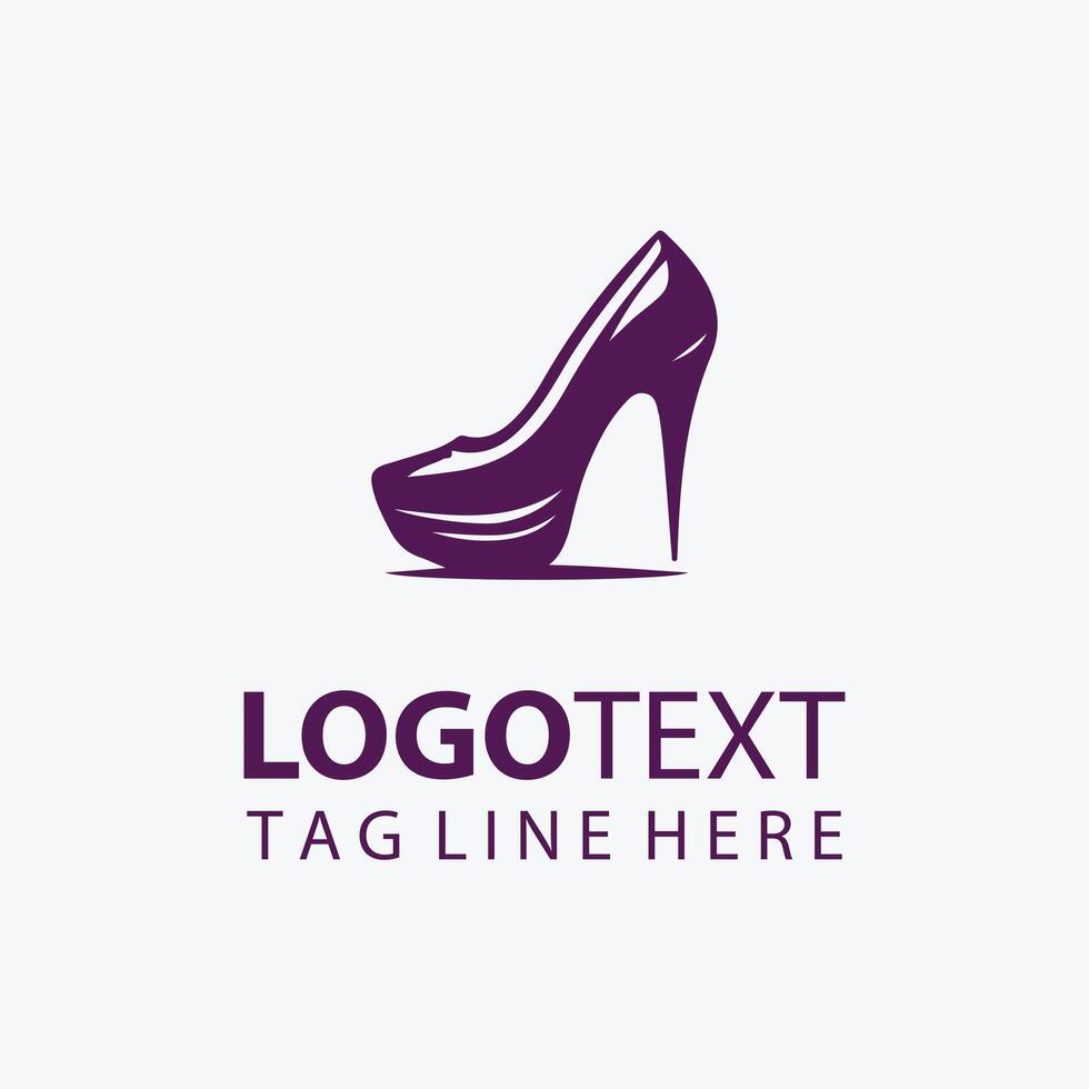 Elegant blue high heel shoe logo design vector
