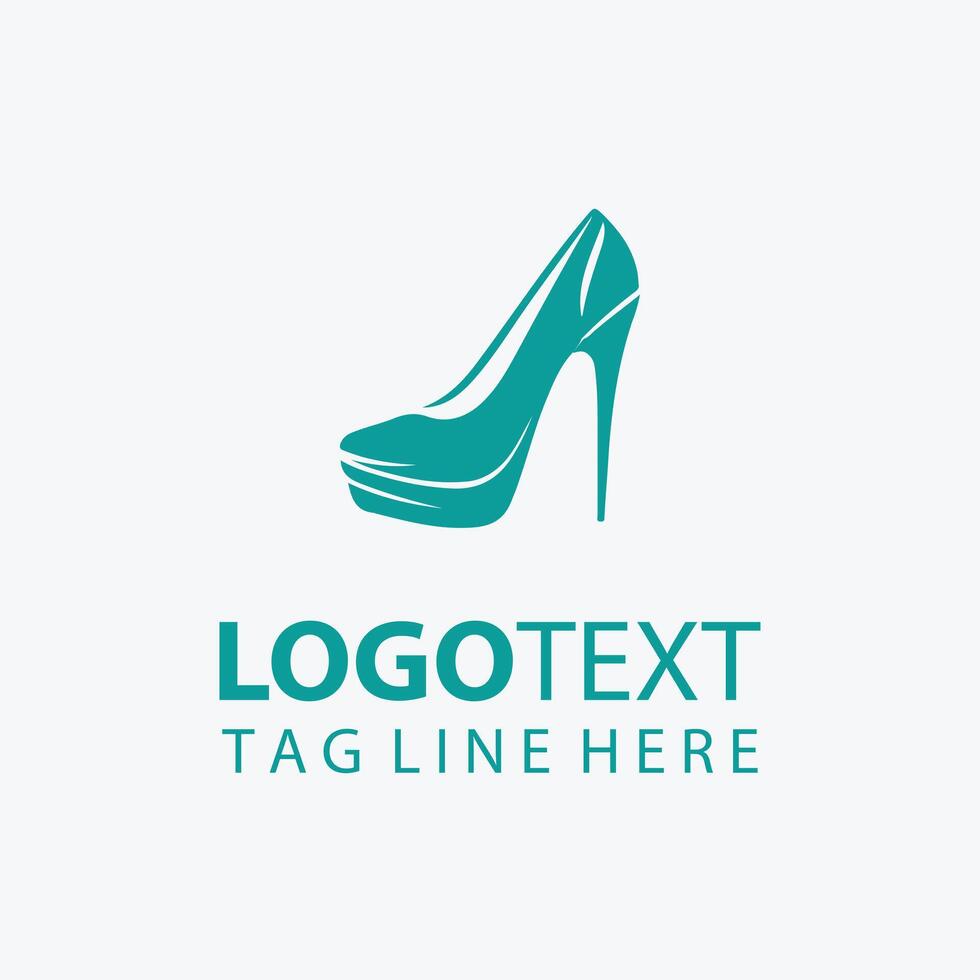 Elegant blue high heel shoe logo design for fashion brands vector