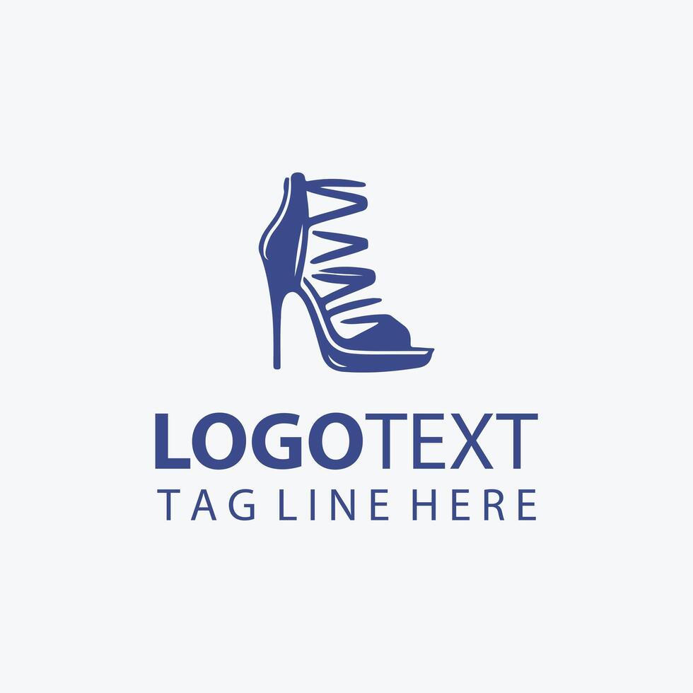 Elegant blue high heel shoe logo vector