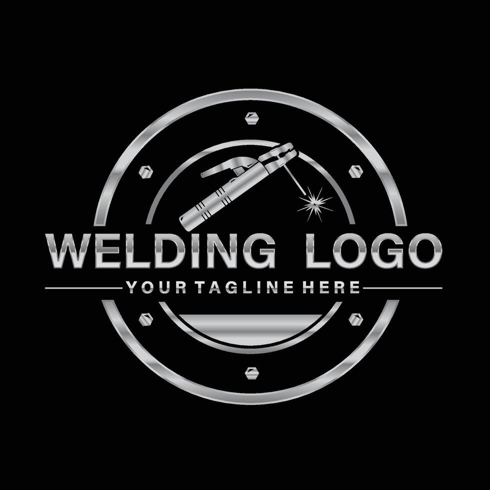 Modern stick welding logo template. vector