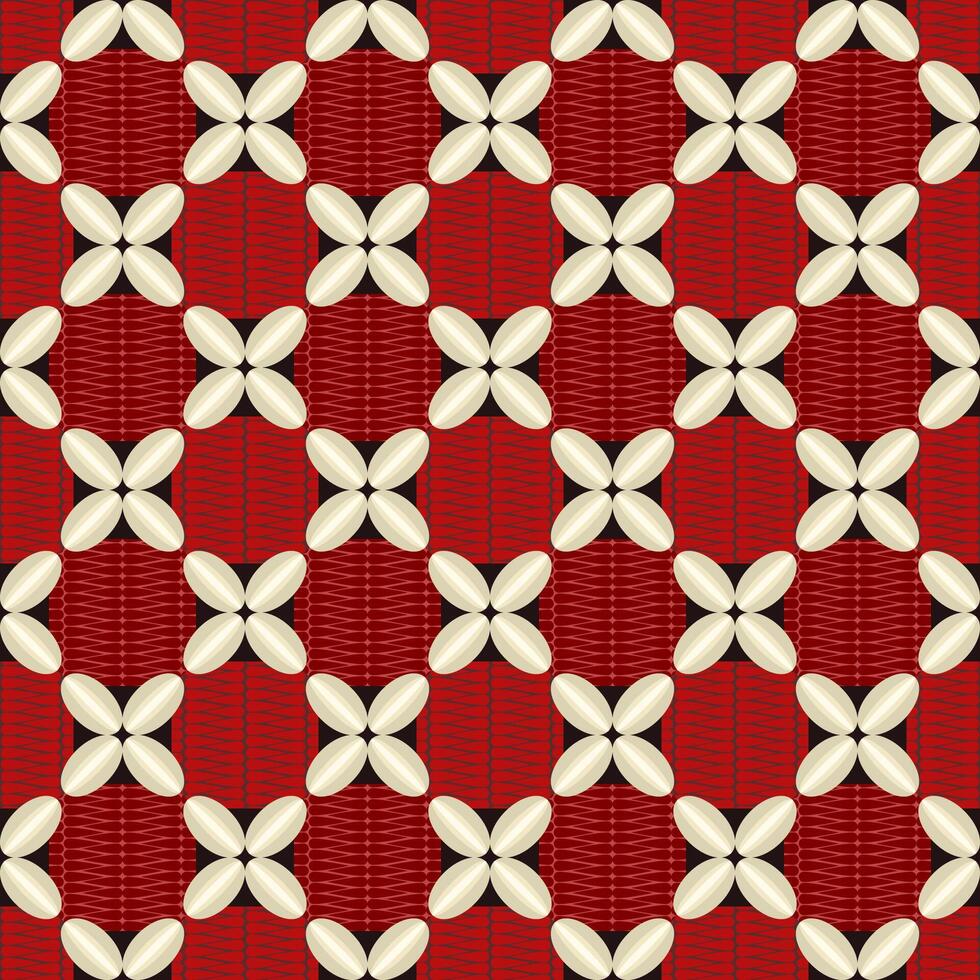 Geometric Floral Pattern on Red Background vector