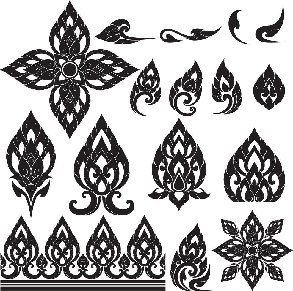Elegant Thai Pattern Elements for digital and print design perfect for backgrounds borders and decorative elements vector
