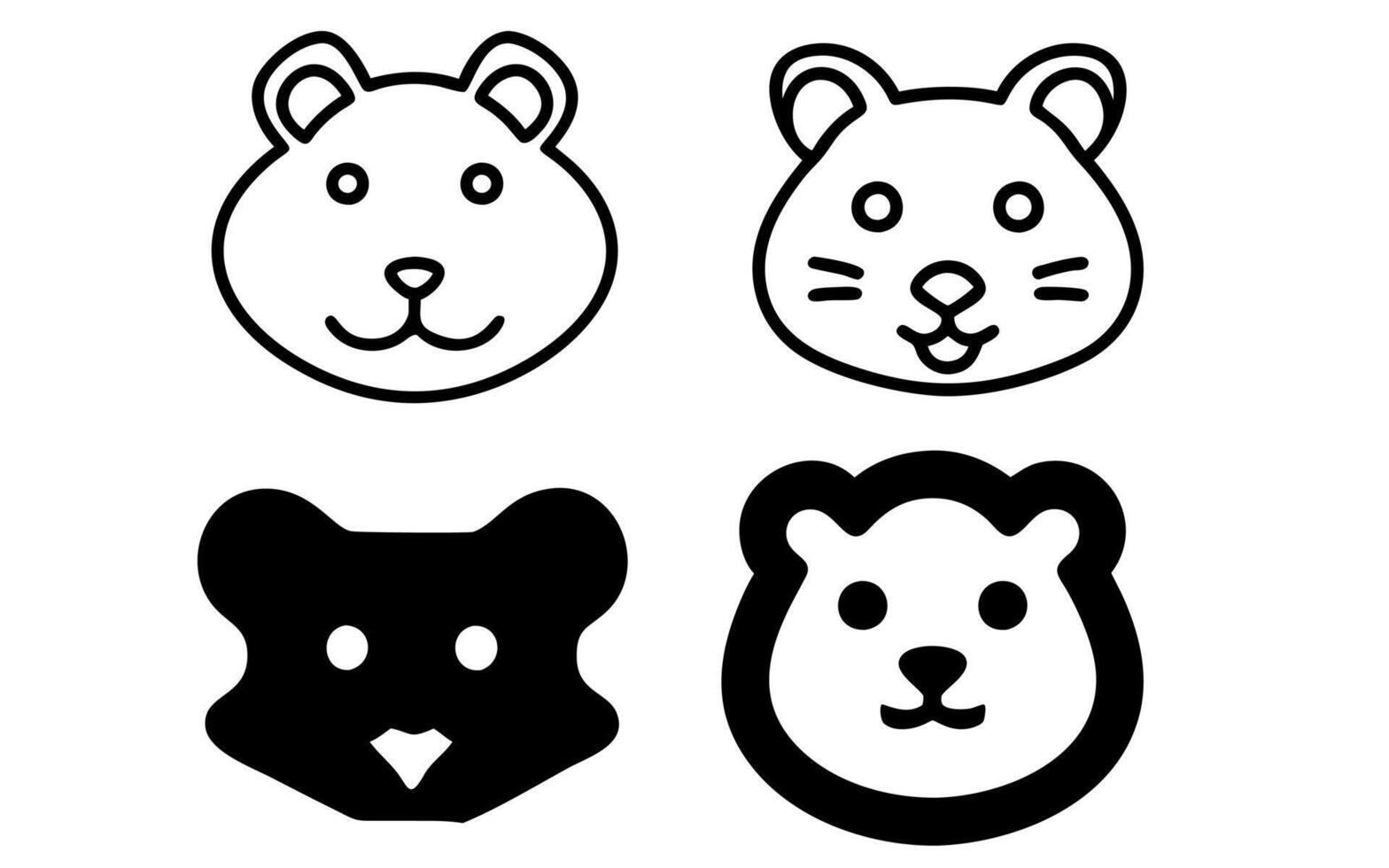 Hamster face line icon on white background Hamster head isolated icon illustration. vector
