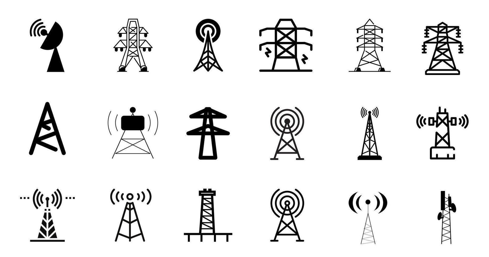 Radio Towers antenna flat illustration vector