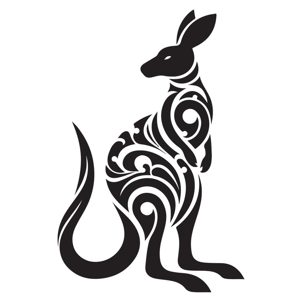 Kangaroo Silhouette Design with White Artwork vector