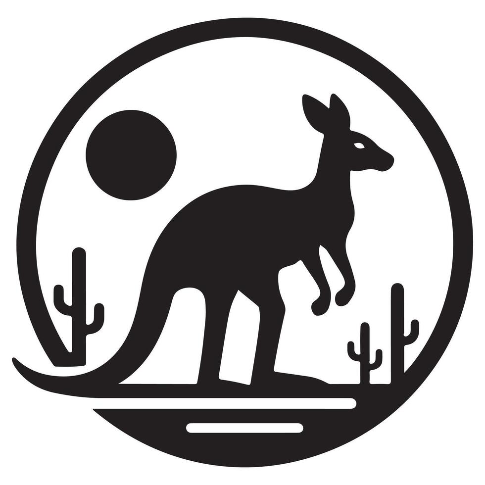 Stylized Kangaroo Silhouette in Outback Scene vector