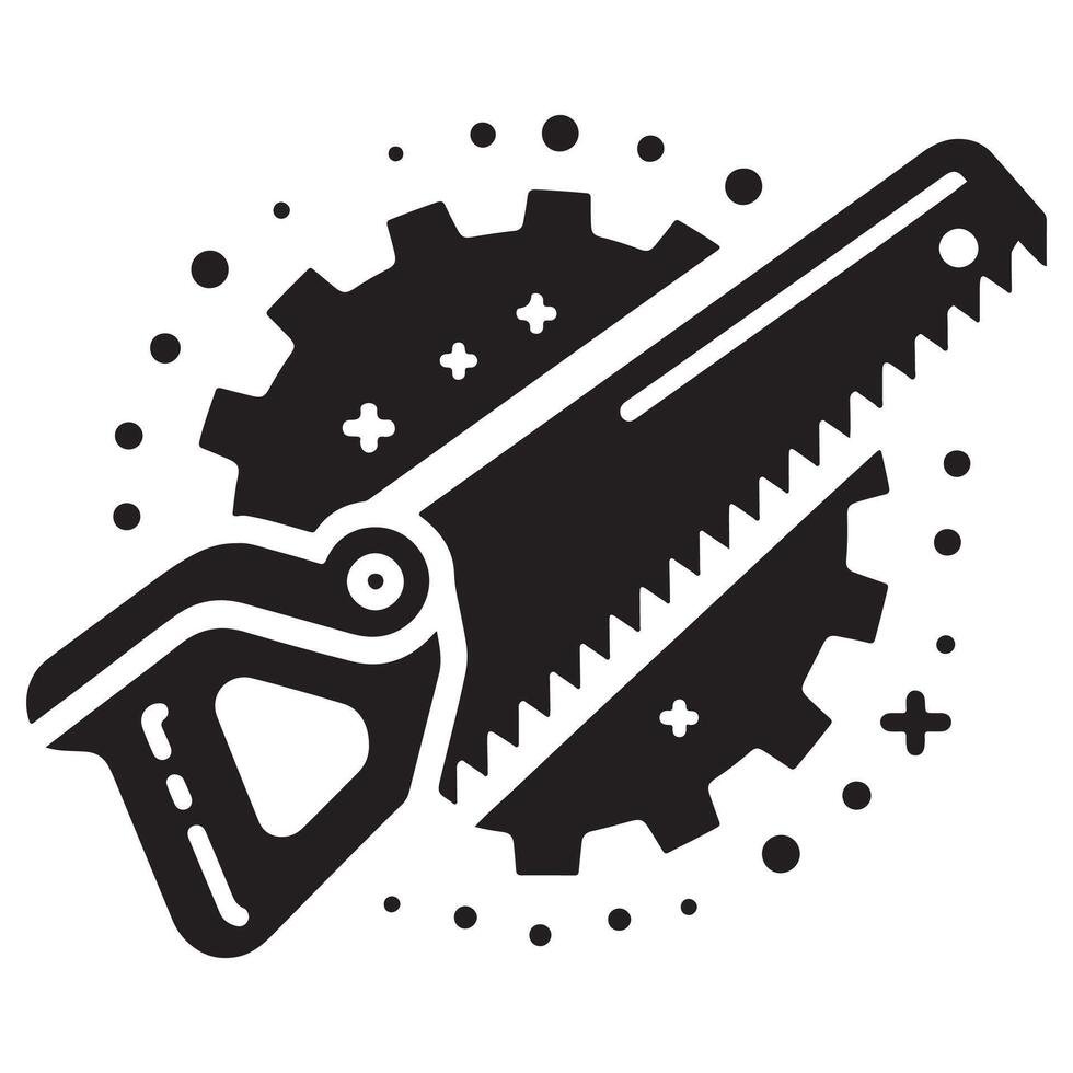 Industrial Hand Saw Icon for Manufacturing and Engineering vector
