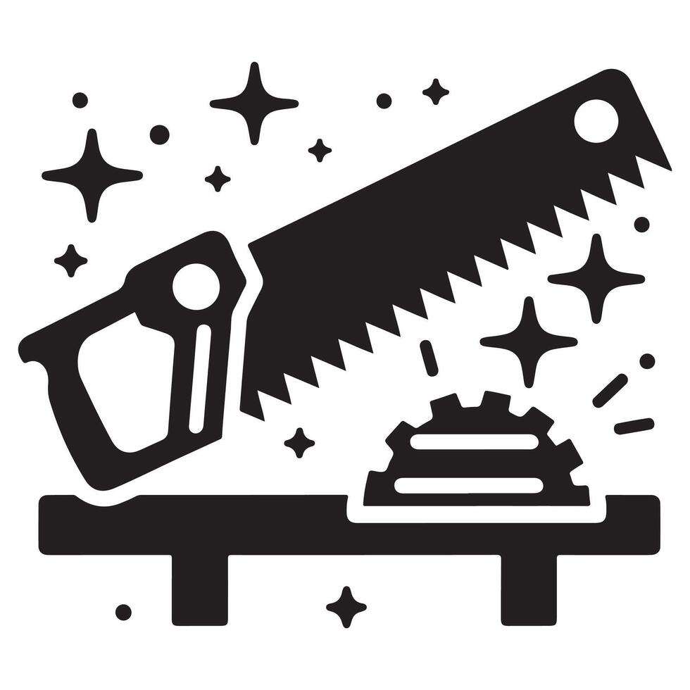 Hand Saw Wood Cutting Icon on White Background vector