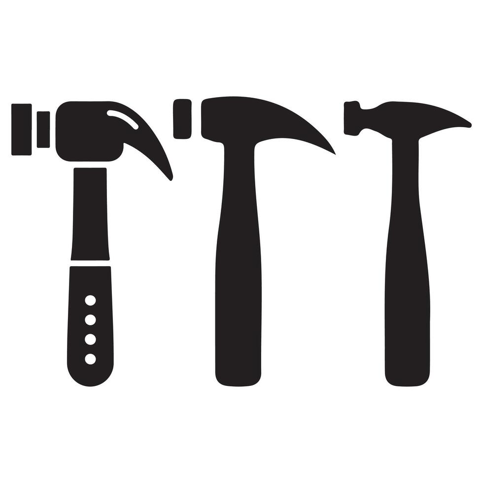 Hammer Icon Set Illustration , Construction Tool vector