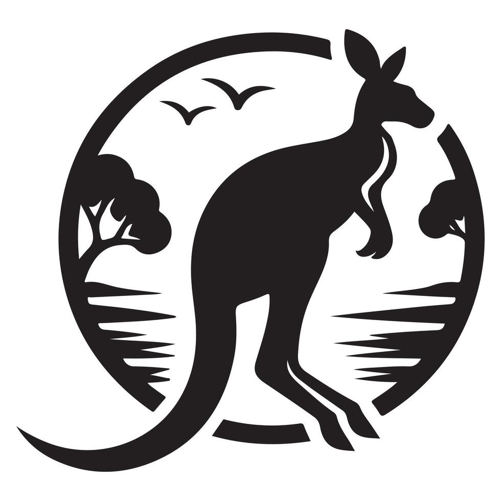 Elegant Kangaroo Silhouette in Nature Wildlife Art vector