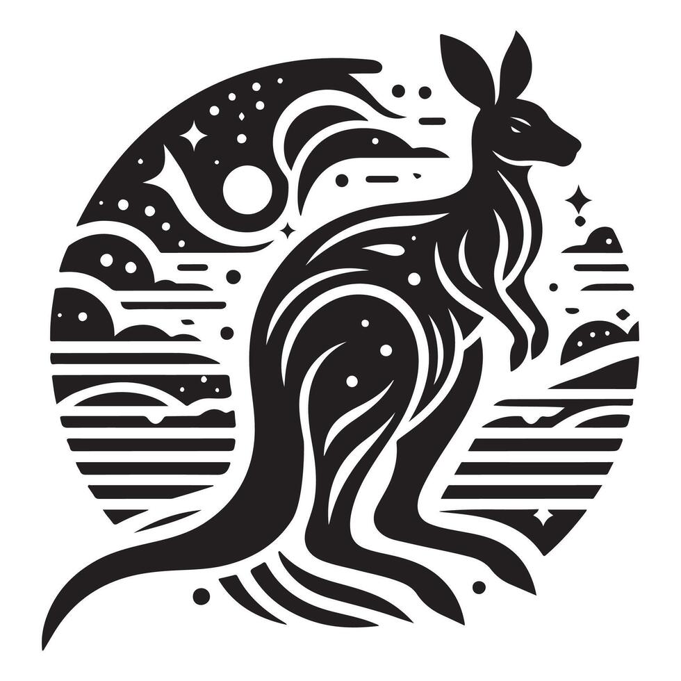 Kangaroo Silhouette illustration Art vector
