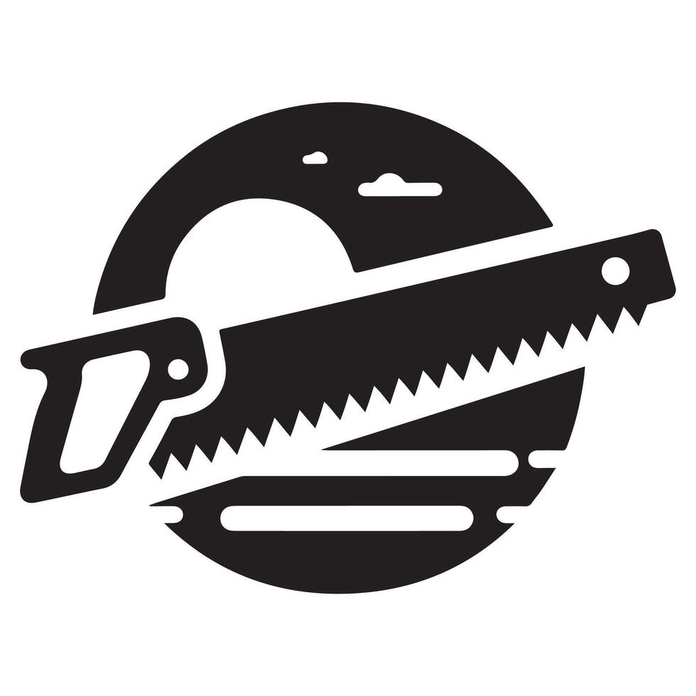 Hand Saw Icon with Sun and Clouds vector