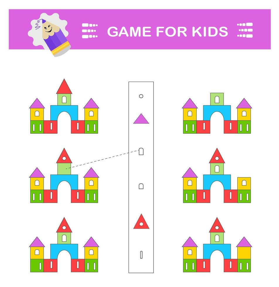 A game for children. Find the missing element. Attention tasks. IQ training test vector