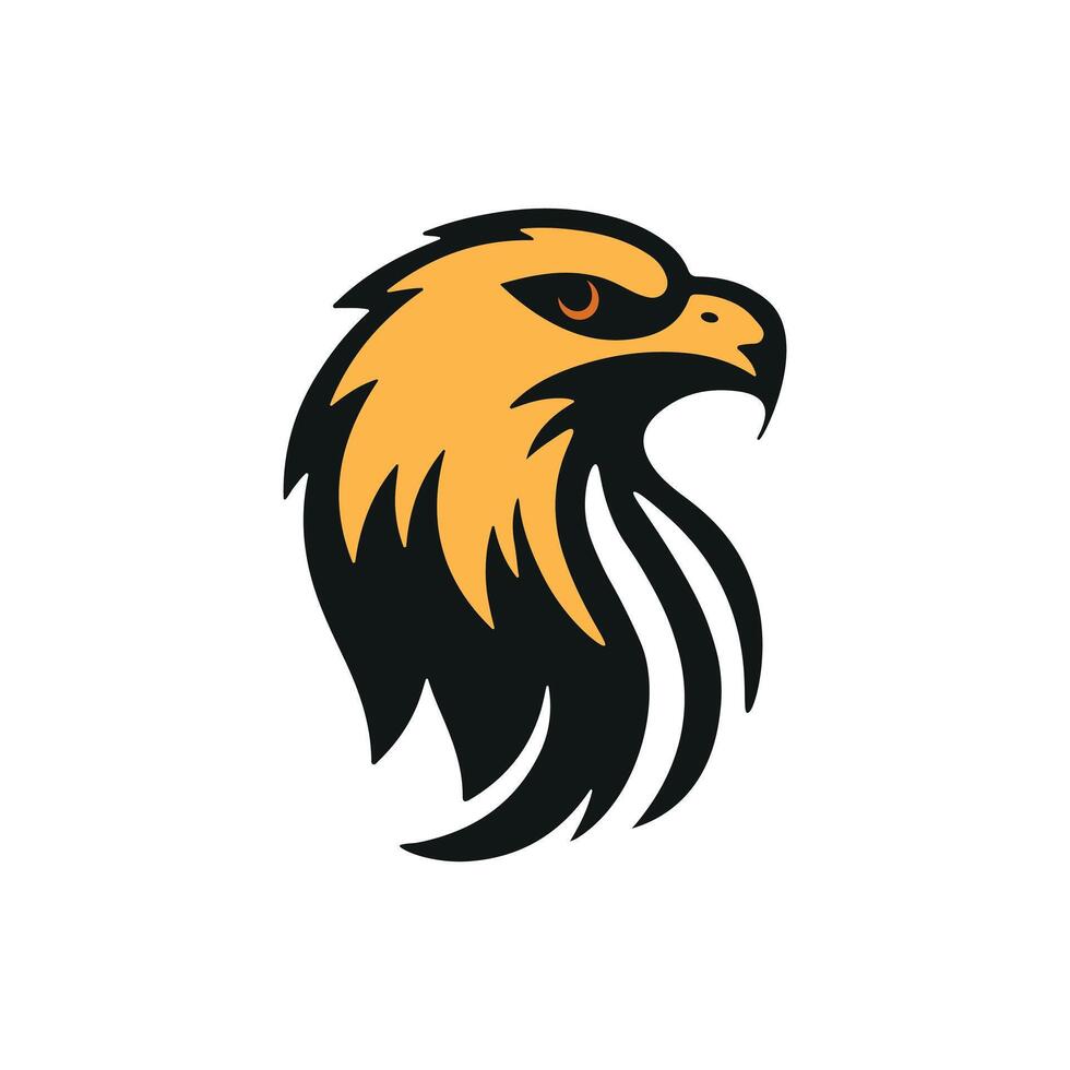 This image is a stylized minimalist illustration of an eagle. The design focuses on the eagle head and wing, using bold black shapes to create a sleek, powerful profile. vector