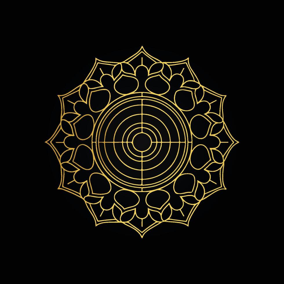 Richly detailed mandala pattern in golden tones for a luxury feel vector