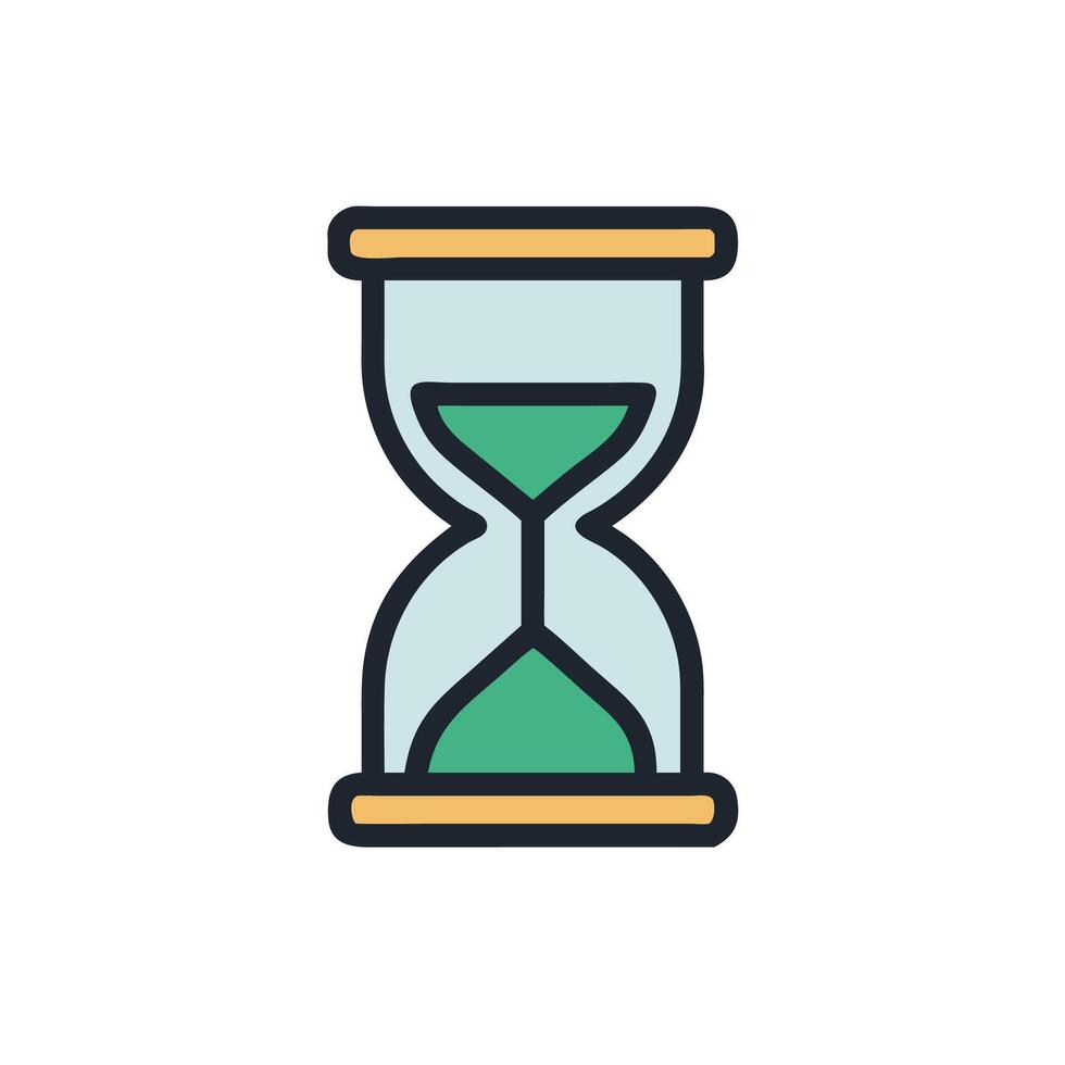 an hourglass icon with a green sand vector