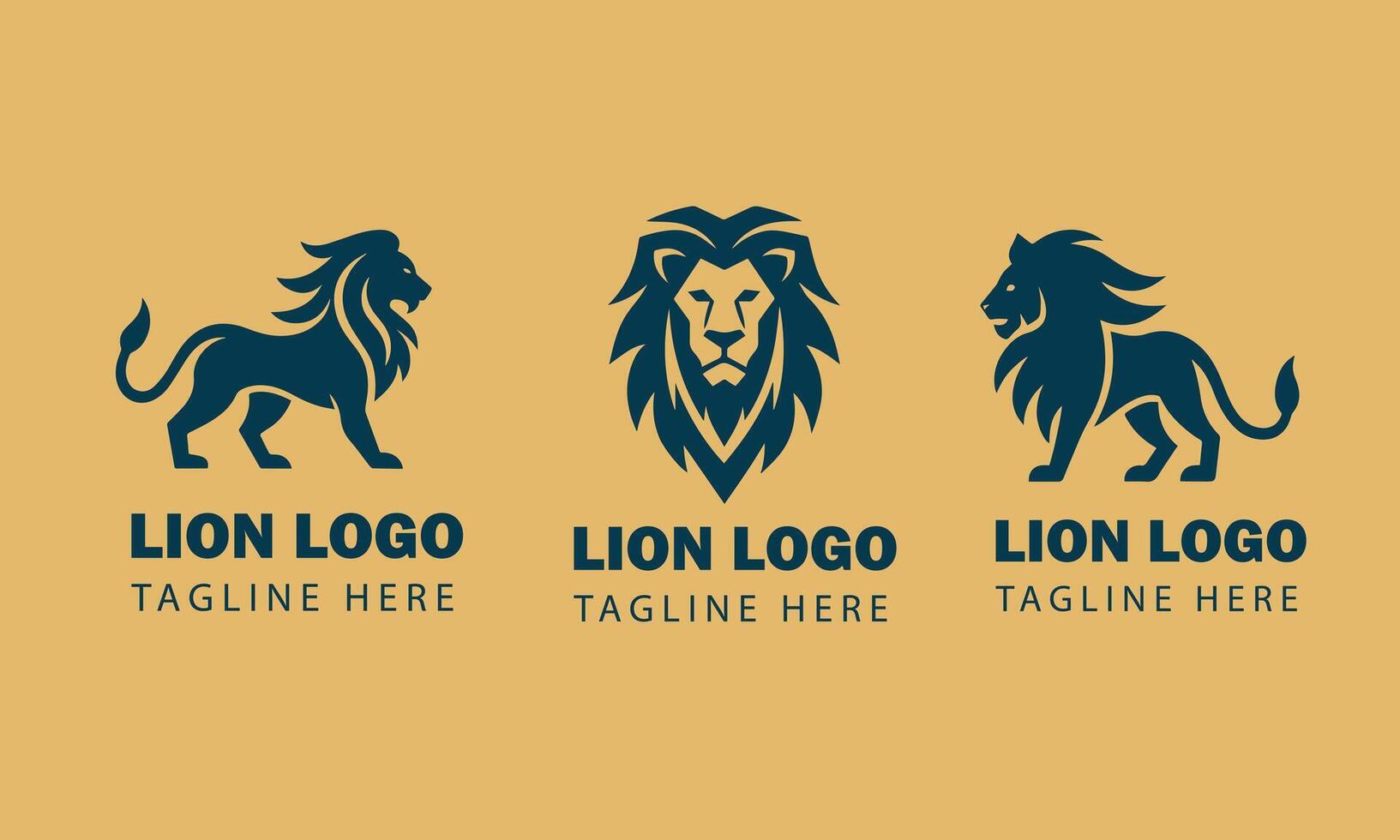 Minimal Lion Logo Set Design vector