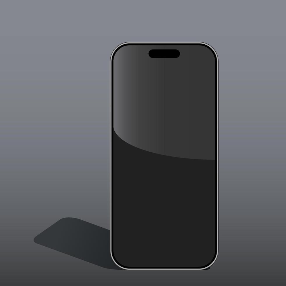 mobil phone black display with shadow vector