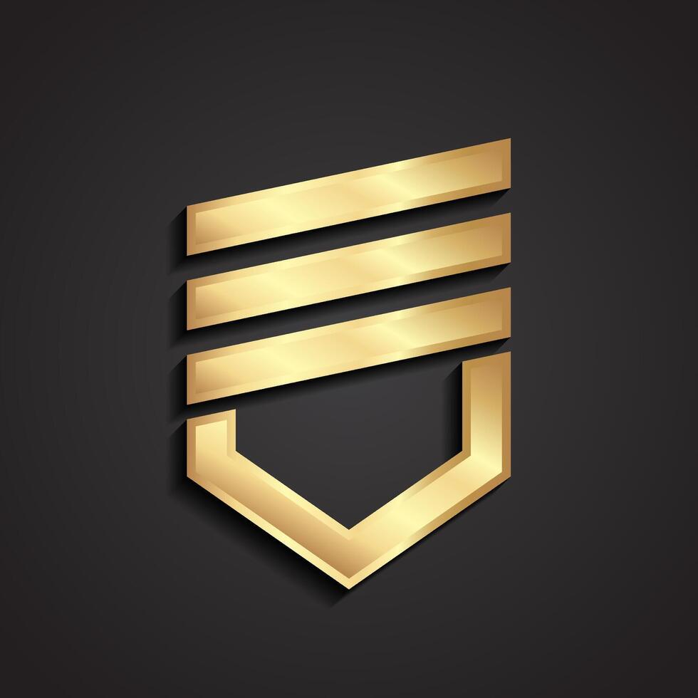 3d geometric shape military heraldic shield symbol vector