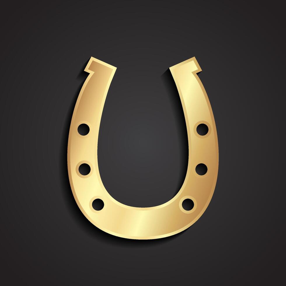 3d golden horse shue logo design vector