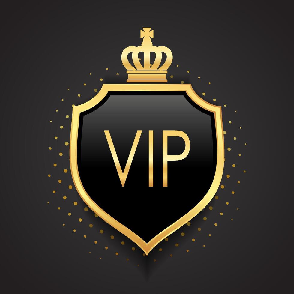 3d glossy golden shield with crown heraldry luxury logo design vector