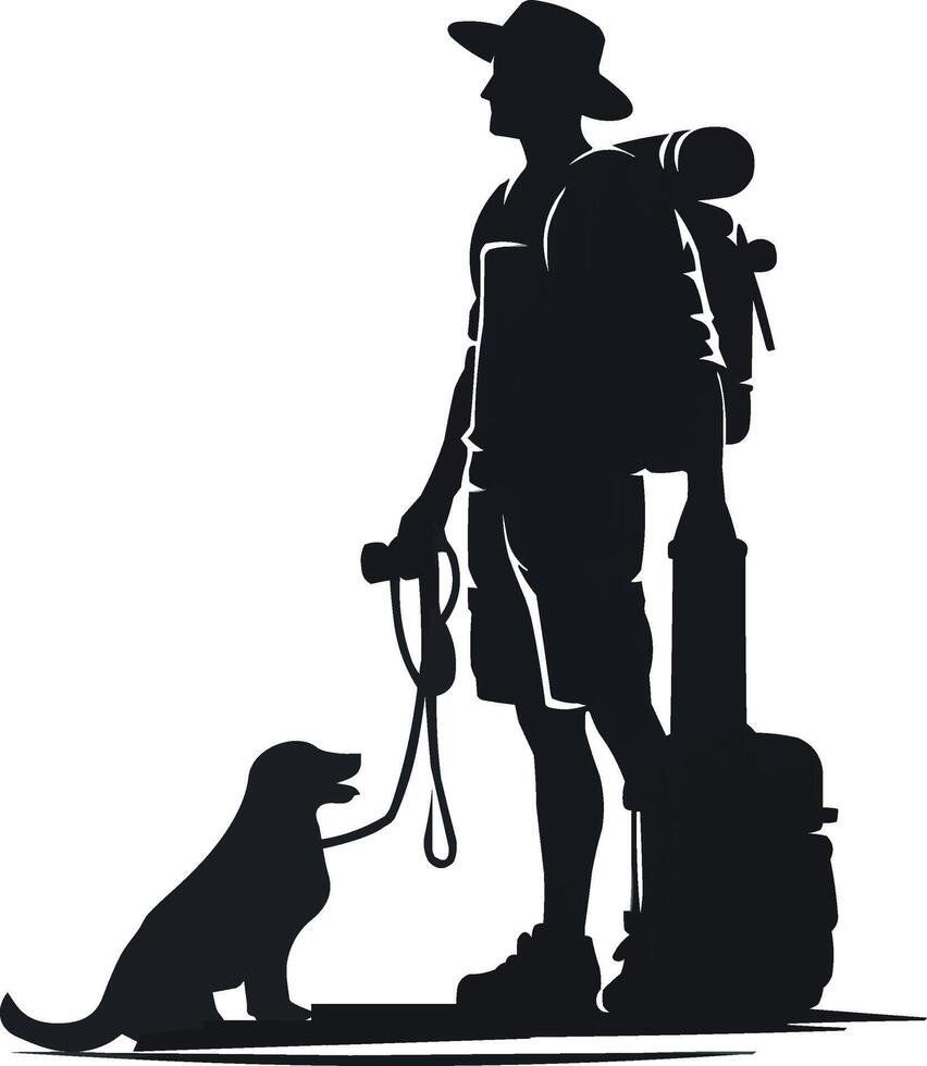 Traveler with dog design silhouette vector