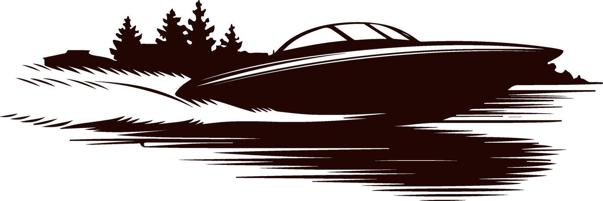 speedboat silhouette on the sea vector