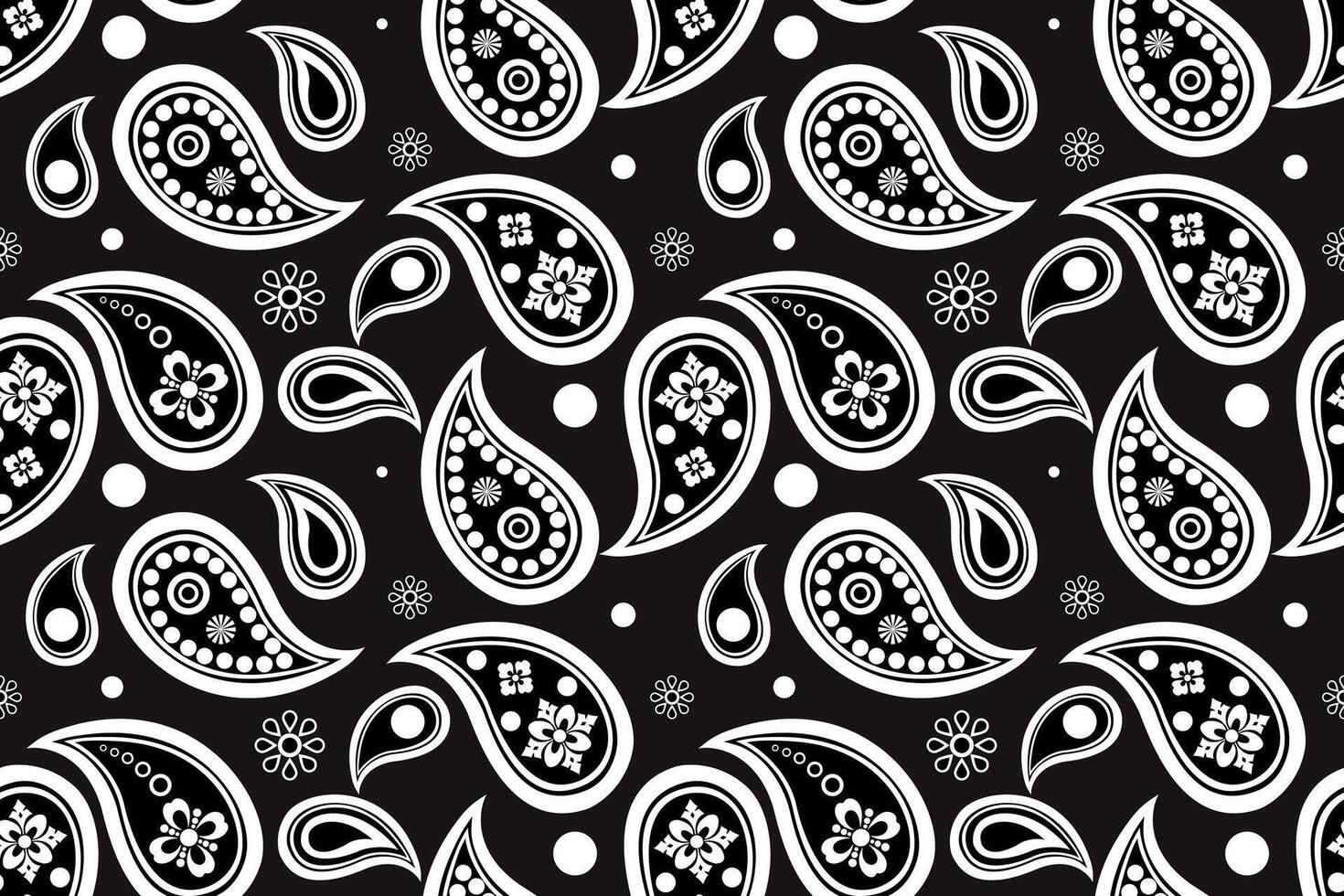 Black and white paisley seamless pattern for fabric vector