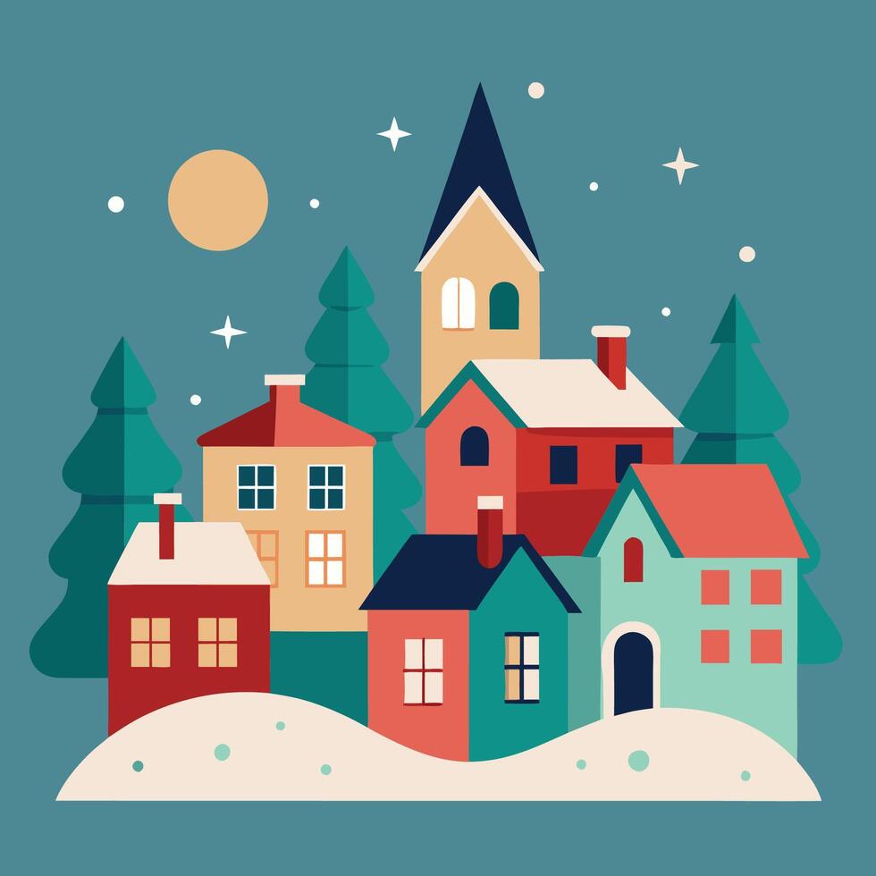 Dreamy Christmas Village Houses 52298190 Vector Art at Vecteezy