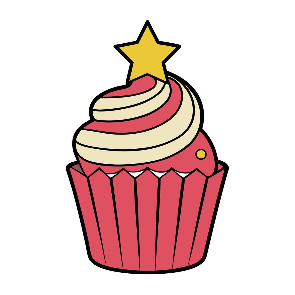 Cheerful Christmas Cupcake vector