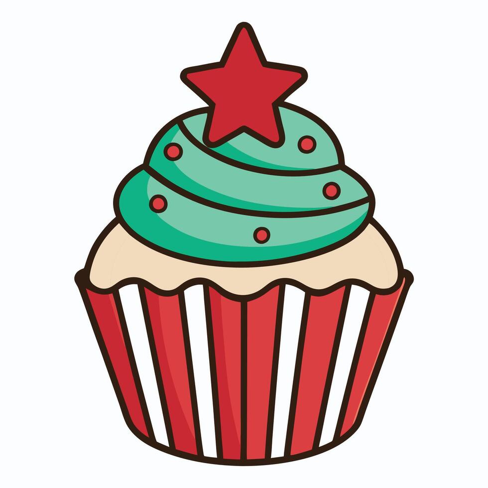 Festive Cupcake for Christmas vector