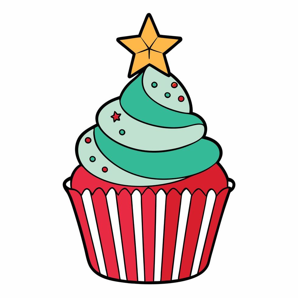 Simple Christmas Cupcake vector