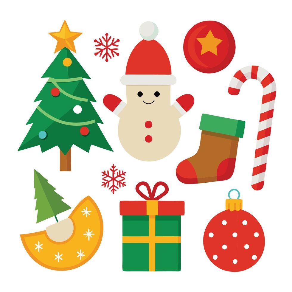 Christmas Decorations Set on White vector