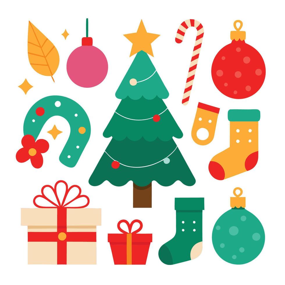 Christmas Decor Set on White vector