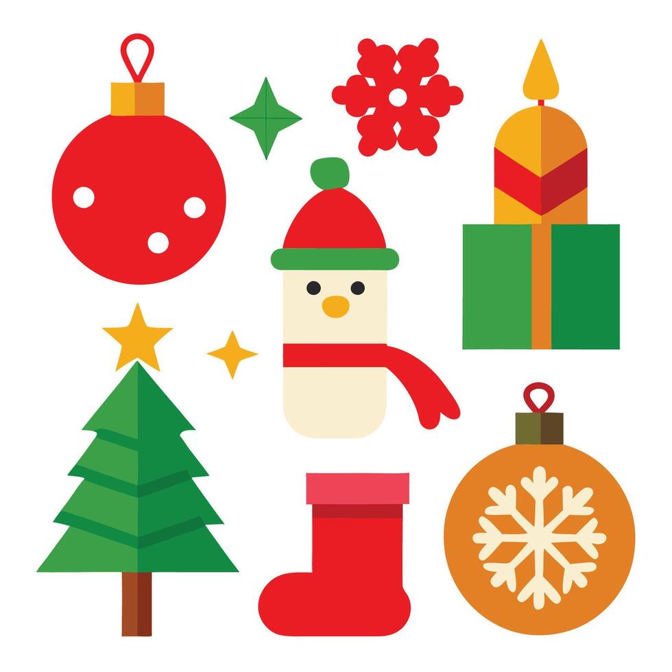 White Background Christmas Decor Set vector