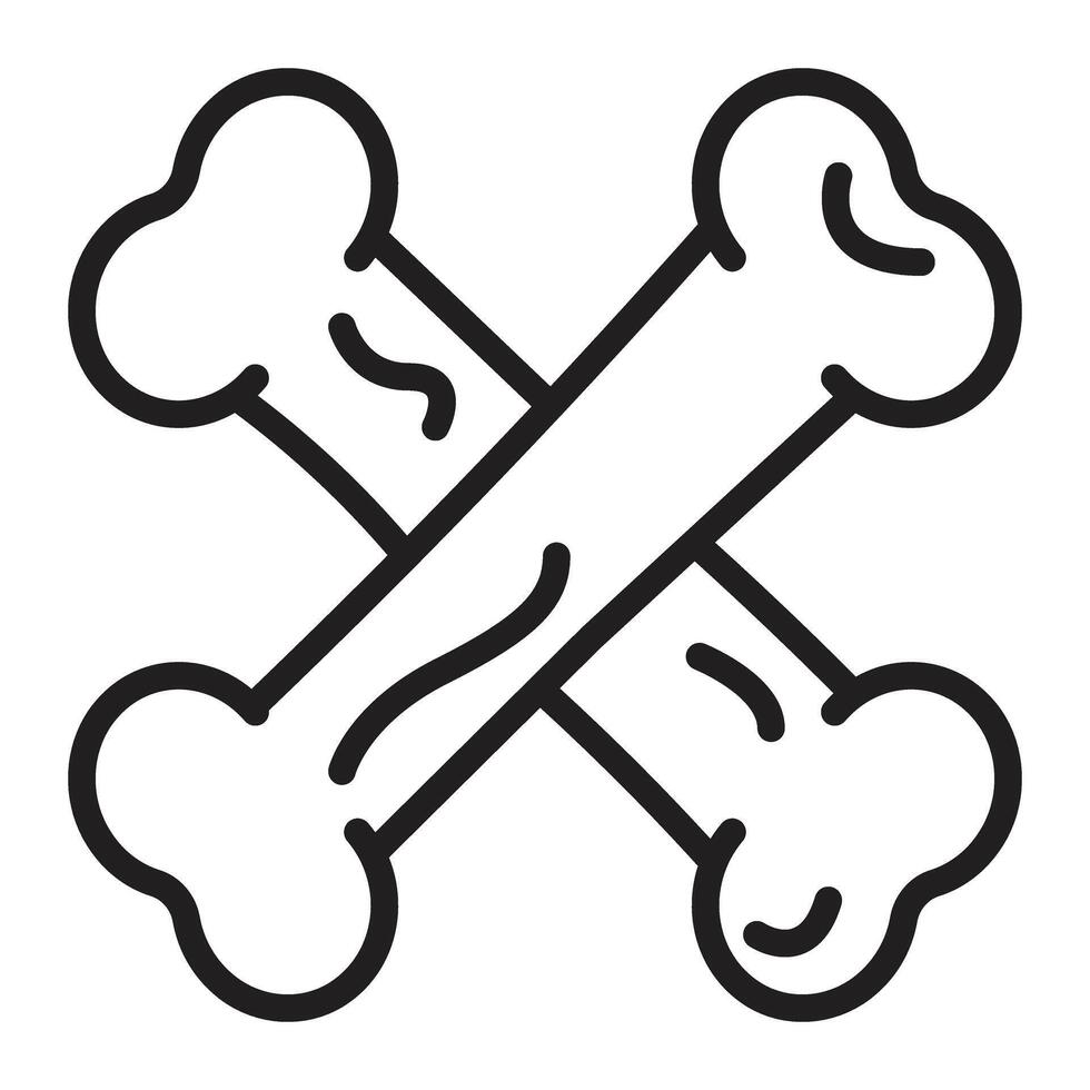 Two bones crosswise, forbidden dog food, line icon, black editable stroke, line thickness 100px, sign size 3400x3400 px, single monochrome illustration vector