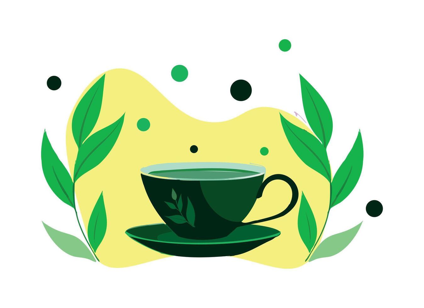 Green Tea Cup Illustration for Herbal and Beverage Designs vector